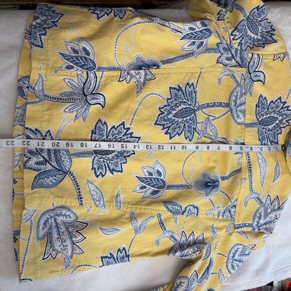 Appleseeds Yellow & Blue Floral Print Button-Up Jacket Womens Size L - Picture 11 of 11